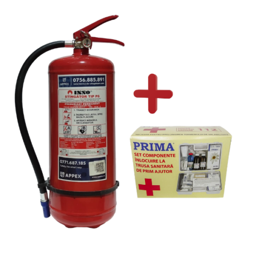 Pachet stingător P6 și KIT reîncărcare trusă sanitară